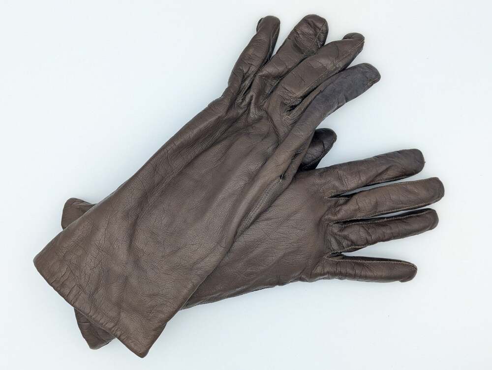 💜Vintage Brown Leather Knit-Lined Dress Gloves Size 7.5
